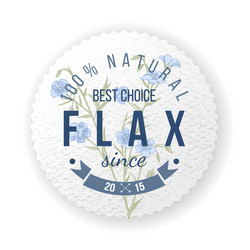 Flax round label with type design vector