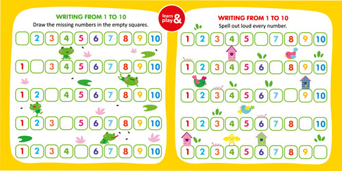 kid game writing missing number in empty squares vector image