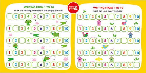 Kid game writing missing number in empty squares vector