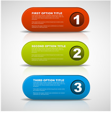 One two three - 3d progress buttons vector