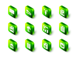 Set stapler tie document with graph chart file vector