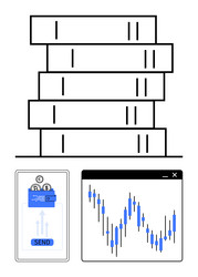 stack of server boxes with secure online payment vector image