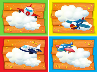 banner design with airplanes in the sky vector