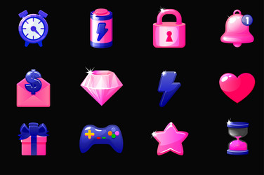 Set of game icons for ui gui elements mobile vector