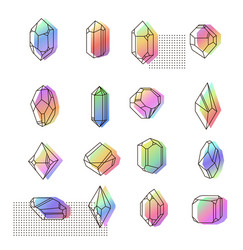 Polygonal crystals icons big set Royalty Free Vector Image