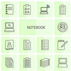 14 notebook icons vector