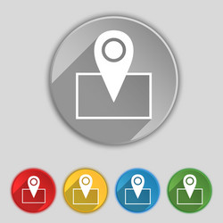 map pointer icon sign symbol on five flat buttons vector image