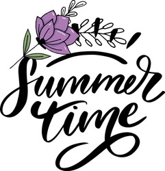 Summer time text lettering calligraphy letters vector