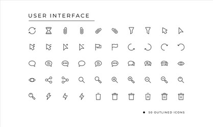 user interface icon set with outlined style vector image