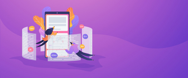 Front end development it web banner concept vector