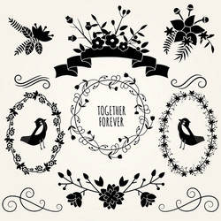 Hand drawn set vintage style design elements vector