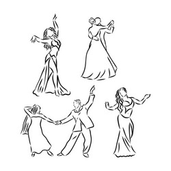 Ballroom dancing couples sketch Royalty Free Vector Image