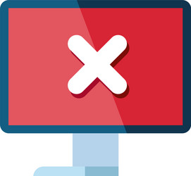 computer with error notification icon vector image
