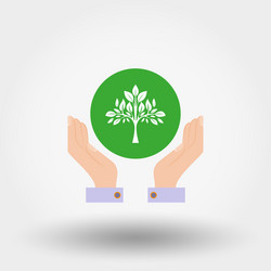 Tree in a hand sign of environmental protection vector