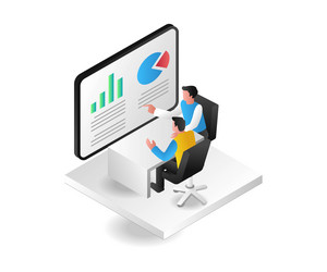 isometric concept of team analyzing data vector