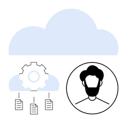 cloud data sharing and user management with files vector image