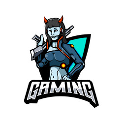 Cyborg Esports Logo - Female Warrior Vector Image