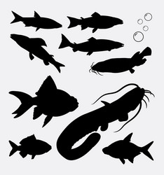 Fish Silhouette Collection Vector Image