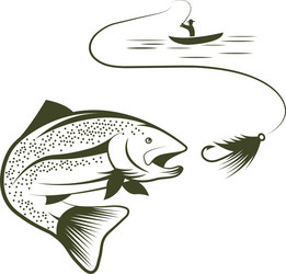 Fisherman with Trout in Boat Vector Image