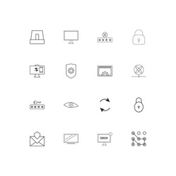 internet security simple linear icons set vector image