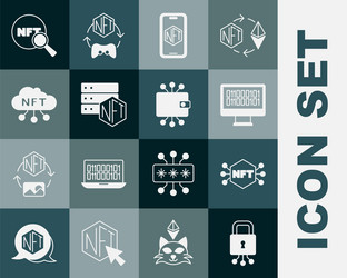 set cyber security nft digital crypto art binary vector image
