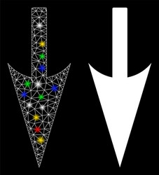 bright mesh wire frame sharp down arrow icon vector image