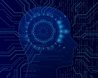 cyber mind on binary code background big data vector image