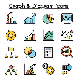 graph and diagram icon set in color line style vector image