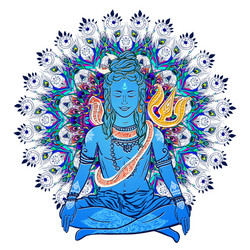 Shiva God Meditation Vector Image