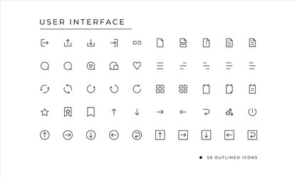 user interface icon set with outlined style vector image