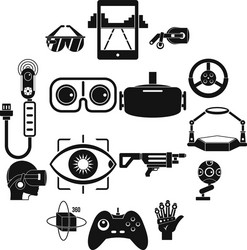 virtual reality icons set simple style vector image
