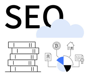 visualizing seo with data integration cloud vector image