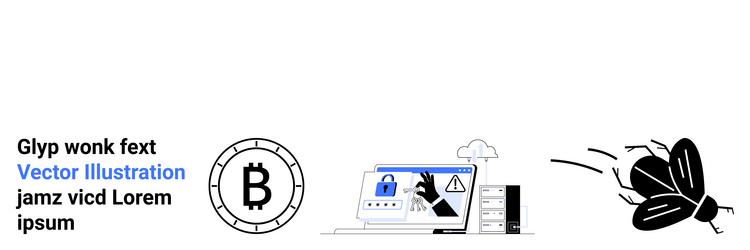 bitcoin cybersecurity and bug problems concept vector image
