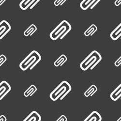 Clip to paper icon sign seamless pattern on a gray vector