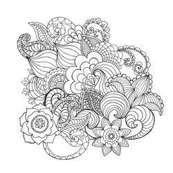 Floral Doodle - Zentangle Flowers Vector Image