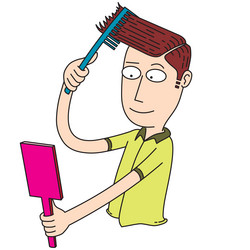 man use a comb properly vector image
