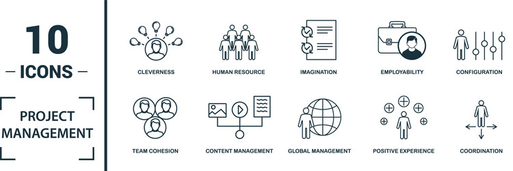 Project management icon set include creative vector