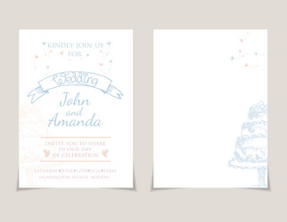 Wedding invitation card templates with hand drawn vector