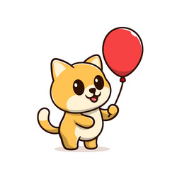 cat holding birthday balloon Vector Image