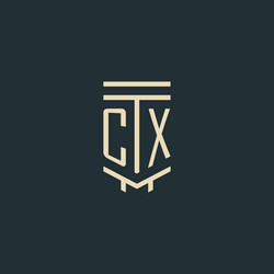 Cx initial monogram with simple line art pillar vector