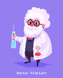 funny scientist character isolated on violet vector