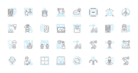 Mechanical modeling linear icons set simulation vector