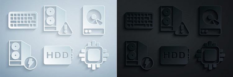 set hard disk drive hdd case of computer vector image
