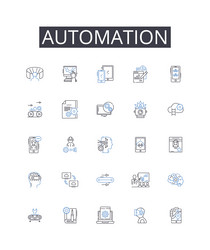 Automation line icons collection mechanization vector