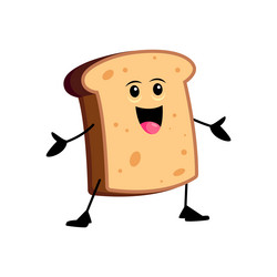Cartoon funny bread toast character quirky bakery vector