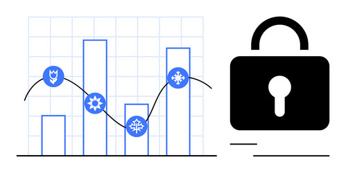 cybersecurity analytics with data chart and secure vector image