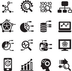 Data Analysis Icons - Database & Insights vector image