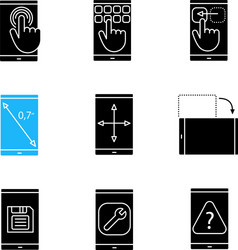 Smartphone glyph icons set vector