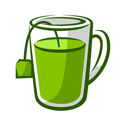 Cup with green tea and bag vector