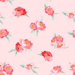 Peony Floral Seamless Pattern Vector Image